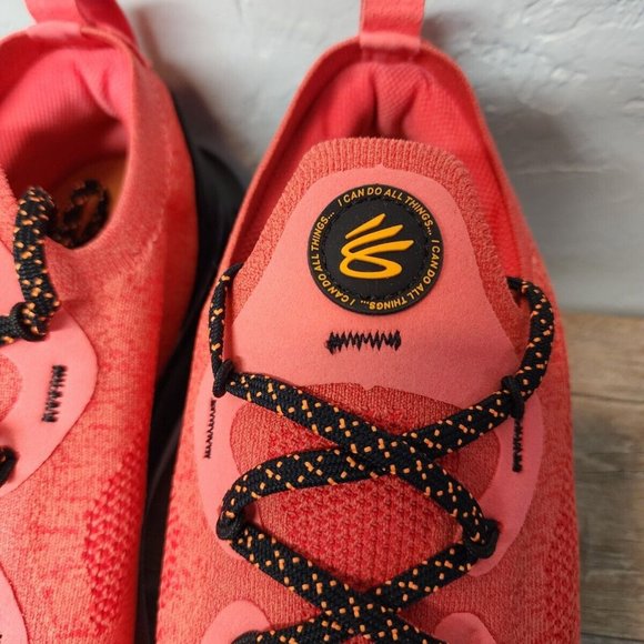 Under Armour Curry Flow Go Running Shoes Coral Red Black 3023814-604 Siz… - Picture 4 of 13